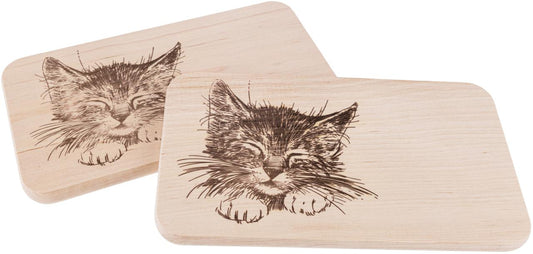 Schneidebrett Erle 22,5 x 12,5 cm - Motiv Katze, Geschenk